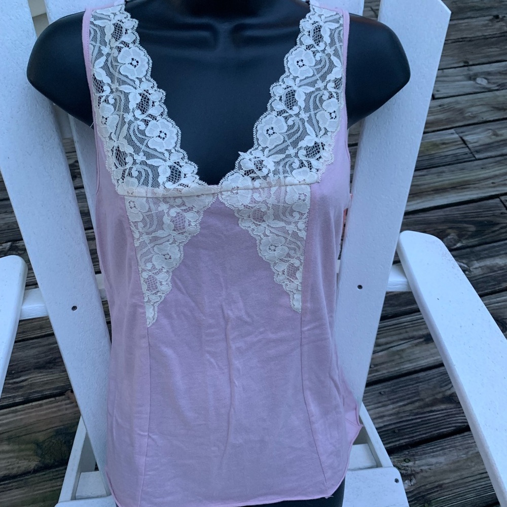 Vtg Intuitions Womens Sleeveless tank Top M Cotton Lace Fairy Coquette Y2K NWT